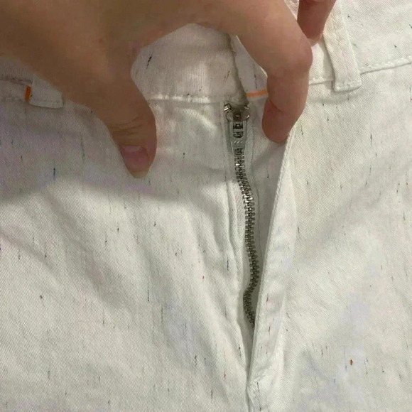 Chino by Anthropologie Pants Relaxed Women White Colorful Speckle Cotton Size 27 - Picture 3 of 6